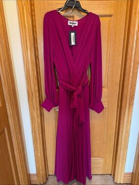 Meghan LA Magenta Wrap Maxi Dress with Tie Waist